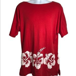 Vintage 70’s 80’s Rare CRAZY SHIRTS HAWAII Red Hibiscus Flowers Shirt Sz Large